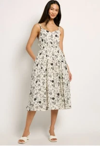 SKIES ARE BLUE Print Midi Dress Black and White Sz Med NWT - Picture 1 of 14