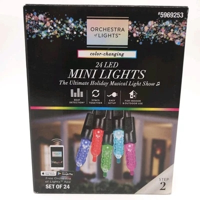 Gemmy Orchestra of Lights 24 Mini Color-Changing LED Multicolor Musical Show - Image 1 of 2