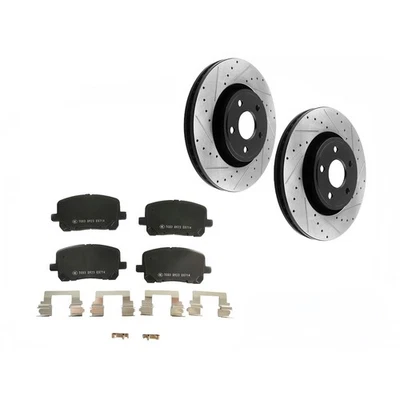 Front Drilled Rotors + Brake Pads for 2003 - 2008 Toyota Corolla Matrix Pontiac - Image 1 of 4