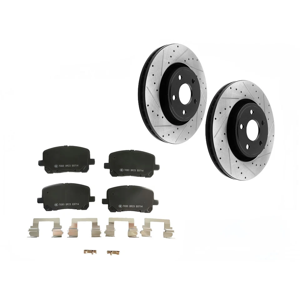 Front Drilled Rotors + Brake Pads for 2003 - 2008 Toyota Corolla Matrix Pontiac Foto 1 de 4