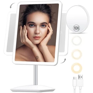Makeup Mirror with Lights, Rechargeable 2000mAh Lighted Makeup Mirror with 10... - Picture 1 of 7