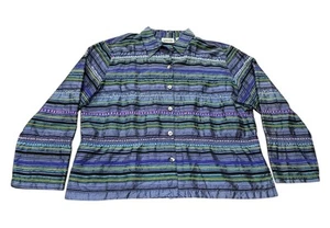 Chicos Design Button Down Hemd Größe 2 Large Damen Seide bestickt Perlen blau - Bild 1 von 10