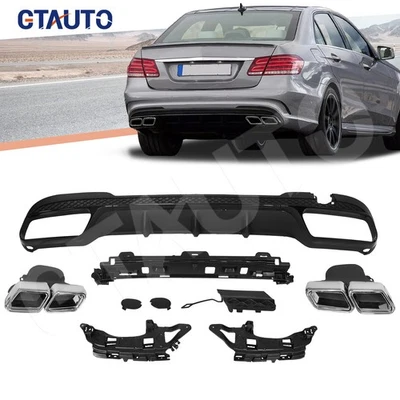 Rear Bumper Diffuser Chrome Exhaust Tips E63 Look For Mercedes E W212 2014-2016 Foto 1 de 4