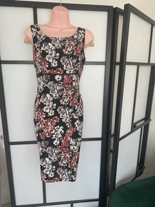 Hobbs London Black Floral Knee Length Shift Dress Size 10 - Picture 1 of 5