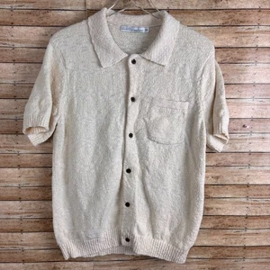 Criquet Polo Shirt Mens Large White Terry Cloth Beach Towel Pullover Summer - Picture 1 of 6
