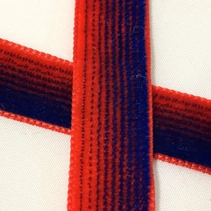 Harmony Velvet Ribbon Polyamid Polyester  5/8" Red Blue Stripes 8 yds - Picture 1 of 5