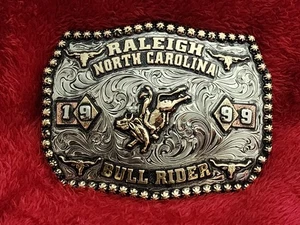 Champion Bull Riding X~Treme Trophy Belt Buckle☆Raleigh North Carolina☆1999☆334 - Picture 1 of 15