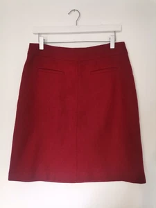 Laura Ashley Vintage Moon Red Pure New Wool Woven Zip Short Skirt Size 10 - Picture 1 of 14