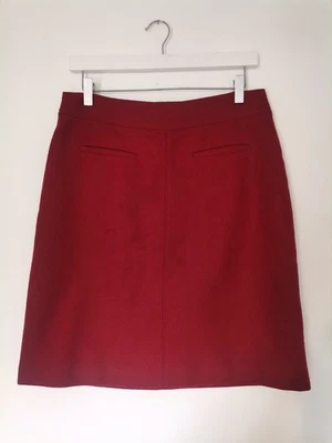 Laura Ashley Vintage Moon Red Pure New Wool Woven Zip Short Skirt Size 10 - Image 1 of 4