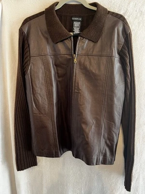 Женская коричневая кожаная вязаная куртка Y2K Bomber Caffeine от George. CL - Изображение 1 из 4