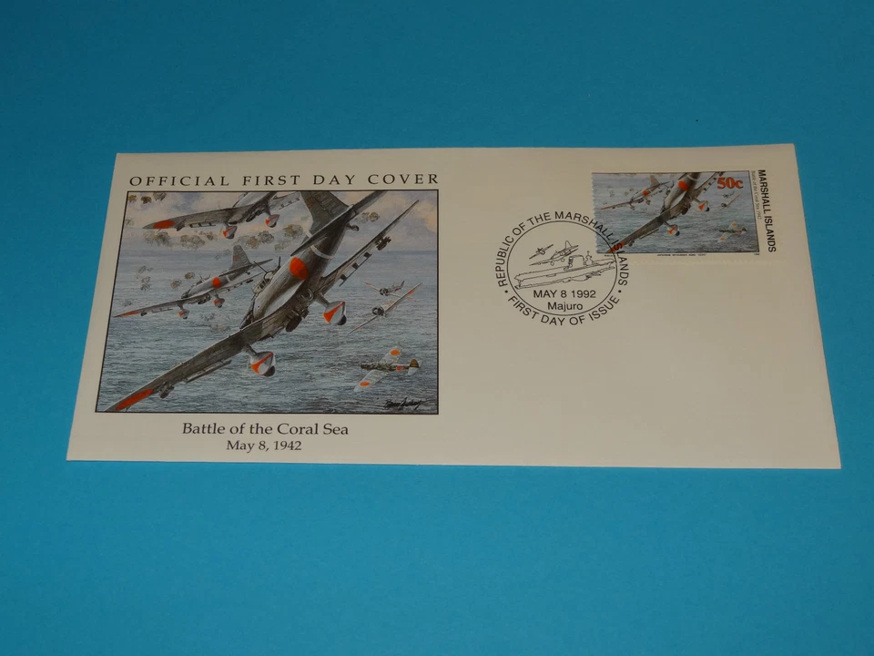 WWII FDC W42-2 Japan * Coral Sea * Mitsubishi Zero * 50th Anniversary - Image 1 of 1