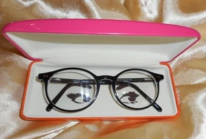 Geek Round Eyeglass Frames 48-18-140 Black and Kate Spade Case & Vintage Scarf - Foto 1 di 14