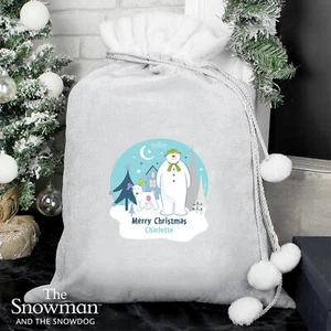 Saco Pom Pom Personalizado El Muñeco de Nieve y el Perro de Nieve Lujo Gris Plateado - Imagen 1 de 3