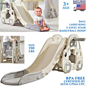 BABY TODDLER SLIDE FREESTANDING KIDS CLIMBER PLAYSET 3-IN-1 INDOOR OUTDOOR SLIDE - Picture 1 of 16