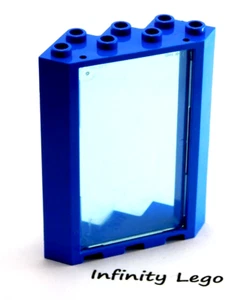 4 LEGO Blue Window Door Frame 4x4x6 Corner Trans-Light Blue Glass Police 28327 - Picture 1 of 2