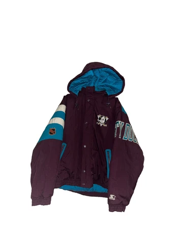 Vintage 90s Anaheim Mighty Ducks Parka Jacket NHL Starter XL RARE Cover