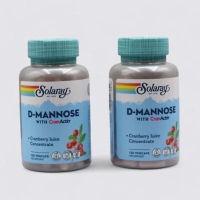 Solaray D-Mannose with CranActin + Cranberry Juice 120 VegCaps 2-Pack - Image 1 of 4