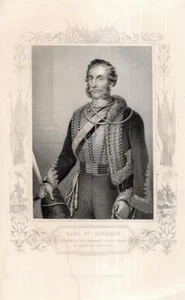 c1860 James Brudenell, 7. Conde de Cardigan general guerra de Crimea retrato grabado en acero - Imagen 1 de 1