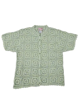 Cárdigan para mujer April Cornell tejido a ganchillo verde claro mediano Foto 1 de 4