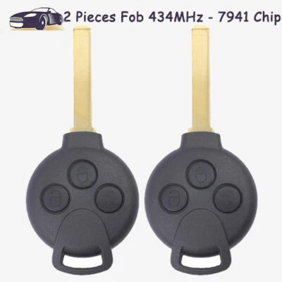 2 Remote Key Fob 433MHz for 2007 2008 2009 2010 2011 2012 2013 Smart Fortwo 451 - Imagem 1 de 4