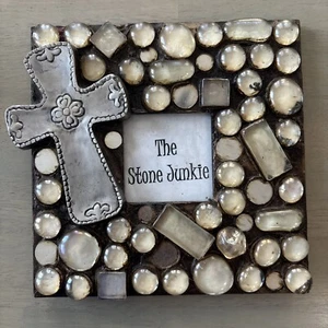 Christian Faith Based Jewel Mosaic 3x3 Photo Frame By “The Stone Junkie” - Picture 1 of 11