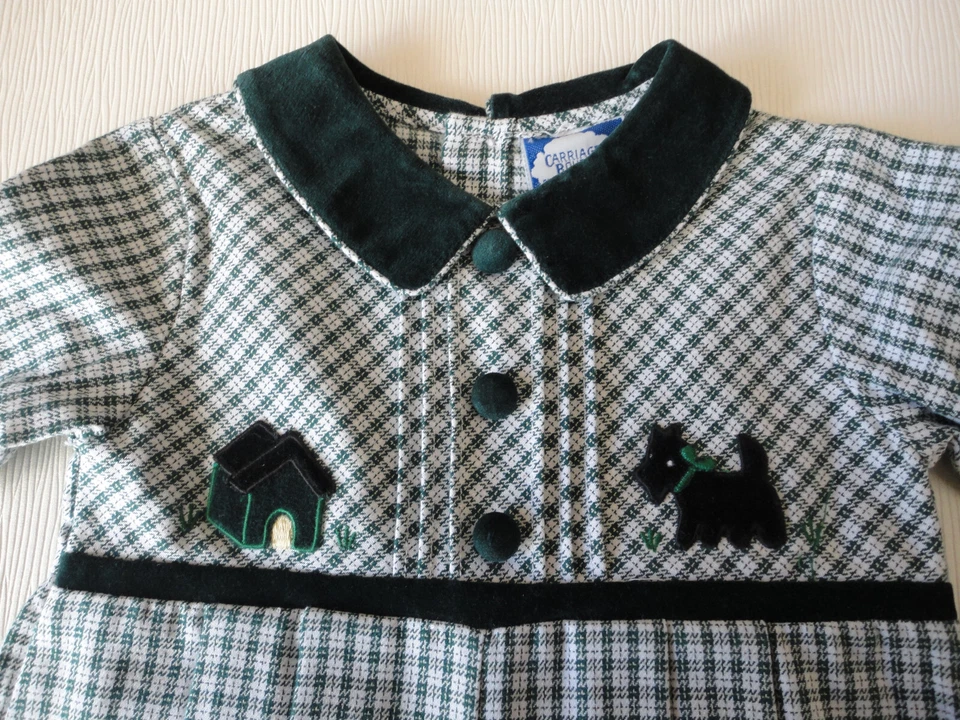 Nuevo Mameluco Niñas 3M 3mo Carriage Boutiques Navidad Vacaciones Verde/Perro Scottie Foto 1 de 4