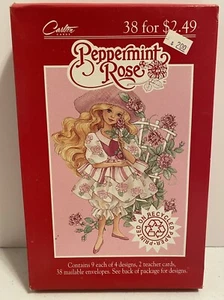 Vintage 1993 Peppermint Rose Box Of 38 Valentines Carlton Cards New Sealed Box