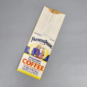 Bolsa de etiquetas de papel de café vintage Farmers Pride 1 lb Evansville Terre Haute Indiana - Imagen 1 de 5