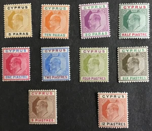 Cyprus Edward VII Short Set to 12 Piastre SG60/9 Mounted Mint C/V £214 In 2016 - Picture 1 of 3