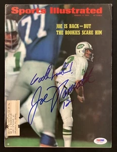 Joe Namath Signed Sports Illustrated 8/11/69 Jets Auto Good Luck Ins HOF PSA/DNA - Picture 1 of 4