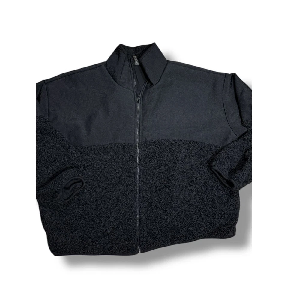 MTA Sport Blk Fleece Mixed Media Athletic Zip Up Jacket Activewear Outerwear 2X - Image 1 of 4