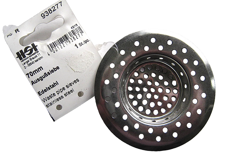Abflusssieb Ausguß Haar Sieb 70 mm Küche Spülbecken Dusche Badewanne Edelstahl - Bild 1 von 1