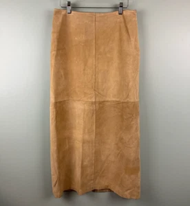 Brooks Brothers Tan Brown Suede Maxi Midi Skirt Womens Size 8 Western Boho Lined - Picture 1 of 8