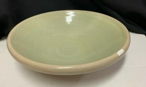 Cuenco de cerámica grande Crossley Ca verde beige vintage falta esmalte - Imagen 1 de 9