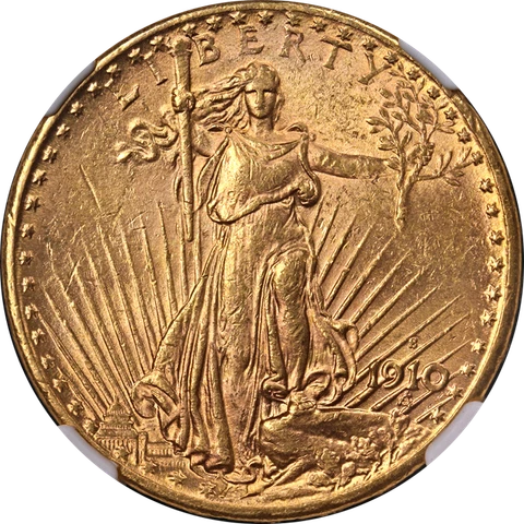 1910-S Saint-Gaudens Gold $20 NGC MS62 Nice Eye Appeal Nice Strike Cover