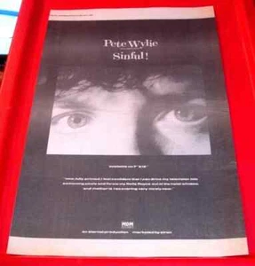 Pete Wylie Sinful Vintage ORIGINAL 1986 Press/Magazine ADVERT Poster-Size - Imagen 1 de 3