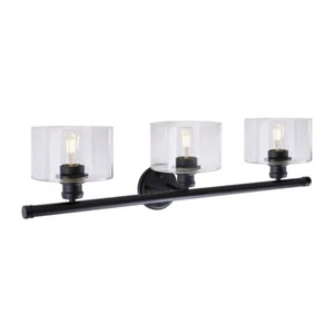 Forte Lighting Zane 3 Light 33.5" Bath Vanity, Black/Clear - 5748-03-04 - Picture 1 of 1