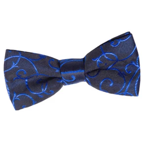 Black Blue Boys Bow Tie Woven Swirl Patterned Wedding Pre-Tied Bowtie by DQT - Picture 1 of 2