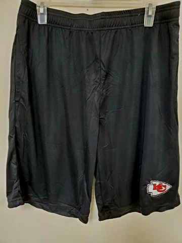0725 MENS KANSAS CITY CHIEFS Polyester SHORTS Pockets BLACK RED New Cover