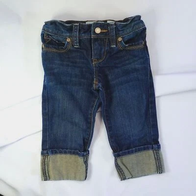Old Navy Classic Girls Capri Cuffed Cotton Denim Jeans Adjustable Waist sz 5  - Изображение 1 из 4