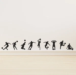 Set of 9 Football Soccer Players Vinyl Wall Decal Stickers - Kids Bedroom Sports - Picture 1 of 3