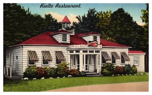 GUILFORD, CONNECTICUT - DANTE CALINI RIALTO RESTAURANT - VINTAGE LINEN POSTCARD - Picture 1 of 2