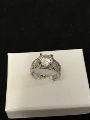 Silver Elanza Ring With Large CZ Size M - Image 1 of 4
