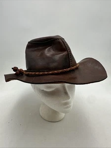 Leder Cowboy Hut handgefertigt genäht braun Herren oder Damen Vintage Jahrzehnte alt " - Bild 1 von 24