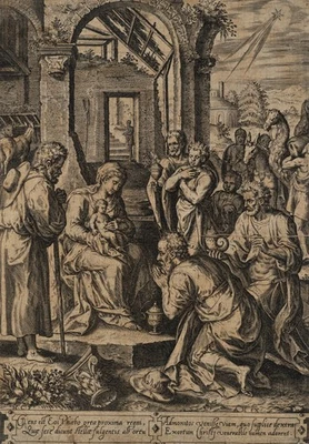 COLLAERT (*1530) nach BROECK (*1524), Anbetung der Könige, um 1576, KSt. - Bild 1 von 4