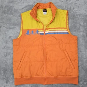Stranger Things Vest Mens 2XL Orange Yellow Puffer Quilted Zip Retro 80s Style - Picture 1 of 14