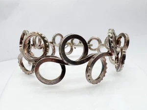 VINTAGE MASSIV SILBER MCM MODERNIST WALLY MORGAN DESIGNS DAMEN ARMBAND / ARMREIF - Bild 1 von 12