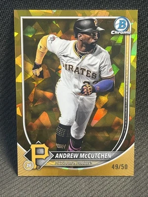 Bowman 2025 cromo zafiro Andrew McCutchen refractor de oro 49/50 piratas Foto 1 de 4