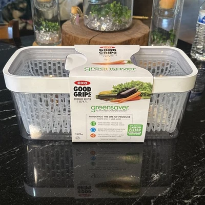 NUEVO OXO Good Grips Grande GreenSaver 5qt Produce Keeper Blanco y Verde con Filtro Foto 1 de 4