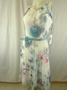 New Roman Floral Print Midi Dress Ivory Ladies UK16 Wedding Summer - Picture 1 of 7